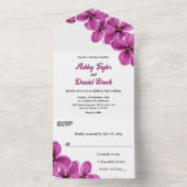 Elegante rustieke Paarse Bloem Zomer Bloemen Huwel All In One Uitnodiging (Binnen)