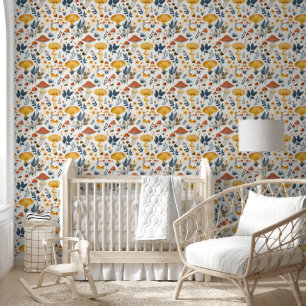 Elegante Rustieke Paddestoel Tuin Stof Behang