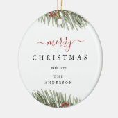 Elegante Rustieke Pijnboom Kerst Modern Keramisch Ornament (Links)