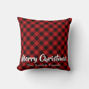 Elegante rustieke plaid sneeuwvlok gepersonaliseer kussen