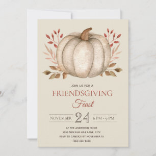 Elegante Rustieke Pompoen Friendsgiving Feestdiner Kaart