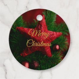 Elegante Rustieke Rode Ster op Pine Branch Gift La Bedankjes Labels