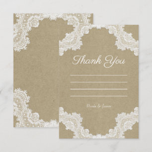 Elegante Rustieke Romantische Witte Kanten Kraft B Kaart
