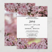 Elegante Rustieke Roze Bloemen Zomer Bloemen Huwel Kaart (Voorkant / Achterkant)