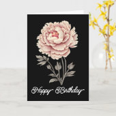 Elegante rustieke roze pioen Happy Birthday Kaart (Gele Bloem)