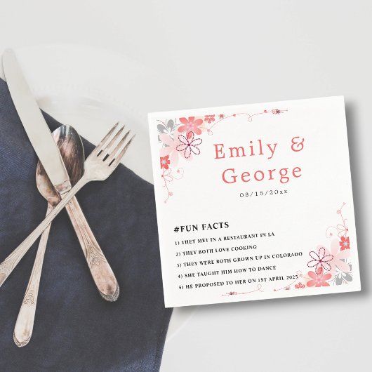 Elegante rustieke roze rozen zomer bloemenbruiloft servet