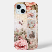 Elegante rustieke  Rozen, 3-foto's & Monogram Case-Mate iPhone Case (Achterkant)