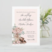 Elegante rustieke Rozen land Westerne bruiloft Kaart (Staand voorkant)