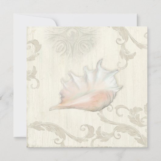 Elegante rustieke strand zeeschelp shell hout kuns kaart (Achterkant)