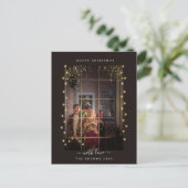 Elegante & Rustieke String Lights Lijst Aangepaste Feestdagenkaart (Staand voorkant)