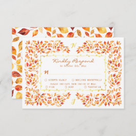 Elegante rustieke Terracotta Fall Bladeren Huwelij RSVP Kaartje