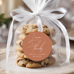 Elegante Rustieke Terracotta Liefde + Dankjewel Tr Ronde Sticker