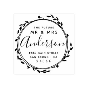 Elegante rustieke toekomst Mr & Mrs Retouradres Rubberstempel
