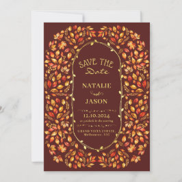 Elegante rustieke val verlaat Boho bruiloft Save The Date