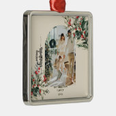 Elegante rustieke Waterverf Botanische Kerstmis Metalen Ornament (Rechts)