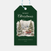 Elegante rustieke Waterverf kerstbomen Cadeaulabel (Voorkant)