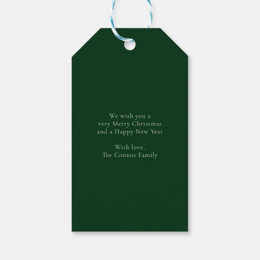 Elegante rustieke Waterverf kerstbomen Cadeaulabel (Achterkant)