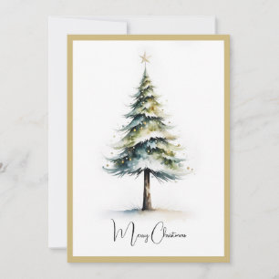 Elegante rustieke Waterverf kerstboom Feestdagenkaart