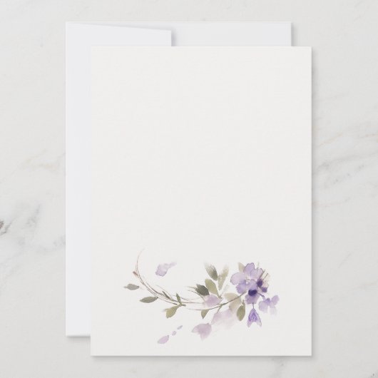 Elegante rustieke weide Lila bloemenkrans bruiloft Bedankkaart (Achterkant)