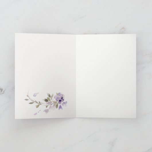 Elegante rustieke weide Lila bloemenkrans bruiloft Bedankkaart (Binnen)