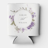 Elegante rustieke weide Lila bloemenkrans bruiloft Blikjeskoeler (Voorkant)