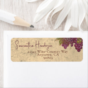 Elegante Rustieke Wijngaard Aquarel Retouradres Etiket