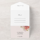 Elegante rustieke wilde bloemen Terracotta Blush All In One Uitnodiging (Buitenkant)