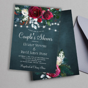 Elegante rustieke winter bloemenmarine koppels dou kaart