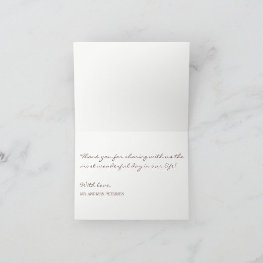 Elegante rustieke winter dank u bruiloft bedankkaart (Binnen)