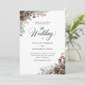 Elegante rustieke winter kerst bruiloft kaart (Staand voorkant)