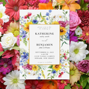 Elegante rustieke zomer bloemenbruiloft kaart