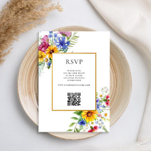 Elegante rustieke zomer bloemenbruiloft RSVP kaartje
