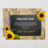 Elegante rustieke zonnebloem begrafenis sympathie bedankkaart (Voorkant / Achterkant)