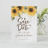Elegante rustieke zonnebloem bruiloft save the date (Staand voorkant)