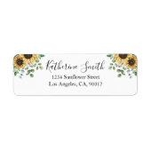 Elegante rustieke zonnebloem eucalyptus retouradre etiket (Voorkant)