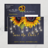 Elegante rustieke zonnebloem herfst save the date  aankondigingskaart (Voorkant / Achterkant)