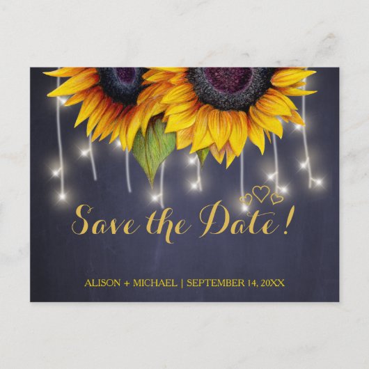 Elegante rustieke zonnebloem herfst save the date  aankondigingskaart (Voorkant)