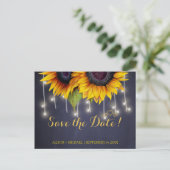 Elegante rustieke zonnebloem herfst save the date  aankondigingskaart (Staand voorkant)