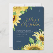 Elegante rustieke zonnebloem marine bruiloft uitno kaart (Voorkant)