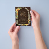 Elegante rustieke zonnebloemen en kant bruiloft ui flyer (Hand)