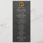 Elegante rustieke zonnebloemen herfst bruiloft men menu (Voorkant)