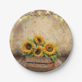 Elegante rustieke zonnebloemkrat Modern Baby showe Papieren Bordje (Voorkant)