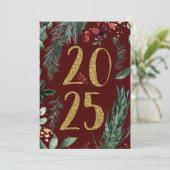 Elégante Rustique 2025 Carte de vacances de Nouvel (Debout devant)