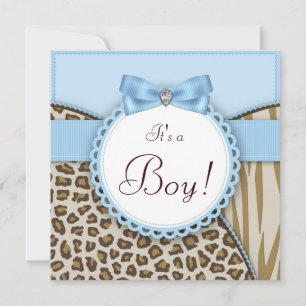 Elegante safari jongens baby shower kaart