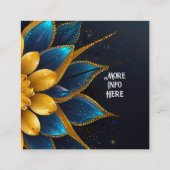 Elegante saffier en gouden bloemenbruiloft informatiekaartje (Achterkant)