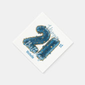 Elegante Saffier & Goud 21ste Verjaardag Viering Servet (Hoek)