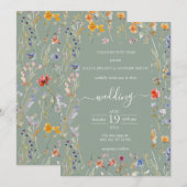 Elégante saga fleur sauvage faire-part de mariage  (Devant / Derrière)