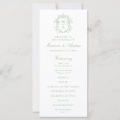 Elegante Sage Chinoiserie Crest Wedding Program (Voorkant)