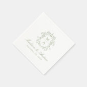 Elegante Sage Chinoiserie Monogram Crest Wedding Servet (Hoek)