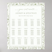 Elegante Sage Chinoiserie Wedding Seating Chart Poster (Voorkant)